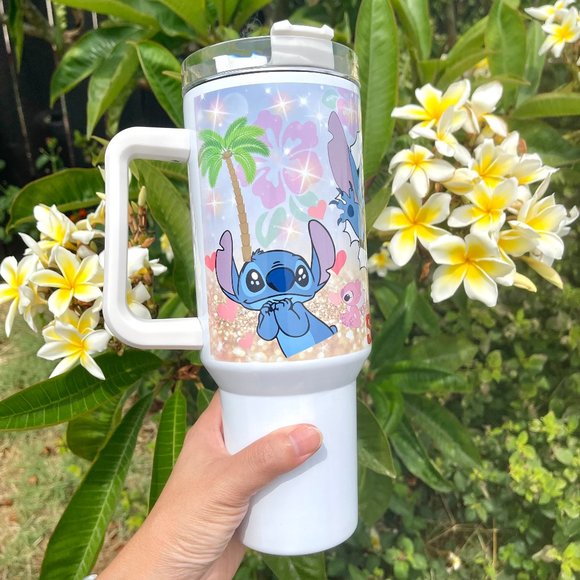Disney Lilo & Stitch 40 oz Tumbler/Water bottle/Mug with hand carry hand… - Picture 4 of 7